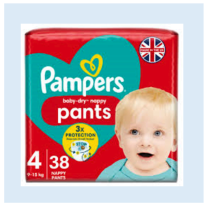 Pampers Baby Dry Nappy Pants Size 4 (38 Pants) for 9–15kg Babies